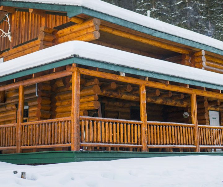Snowshoers at Sundance Lodge in Banff, Canadian Rockies