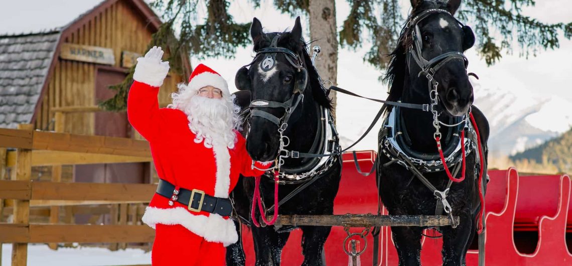 Meet Santa and the sleigh horses at the Banff Christmas Market at Warner Stables