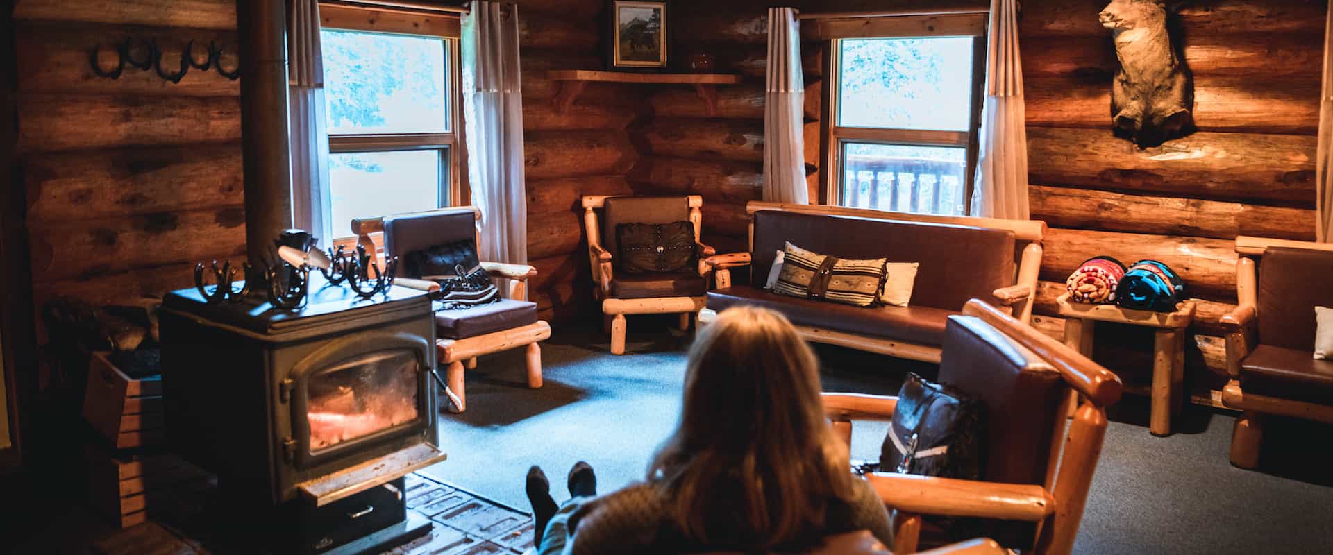 Relax by the fireplace at Sundance Lodge